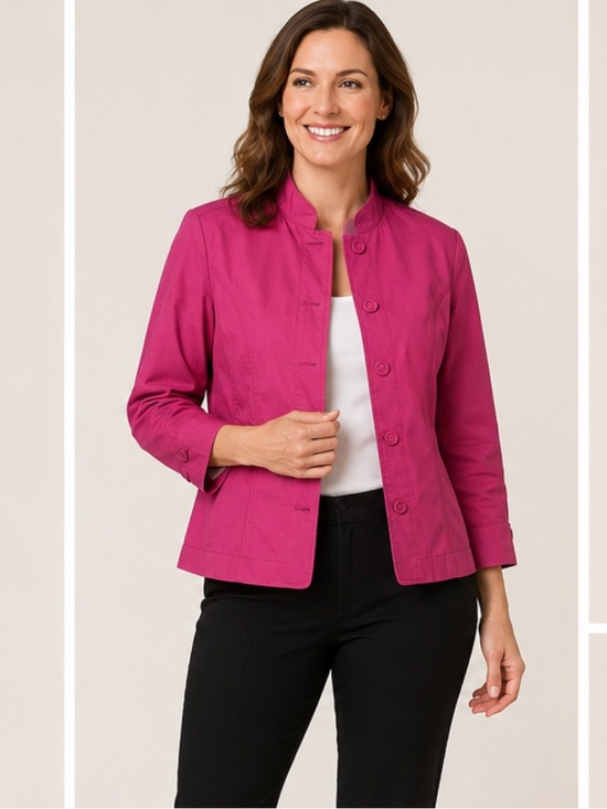 Coldwater Creek Jackets & Blazers - Coldwater Creek Women's 14 Fuchsia Cropped Jacket Blazer Pockets Career Pink